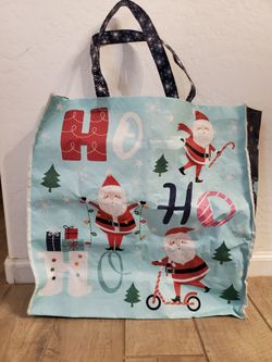 Large Blue Christmas Tote Bag