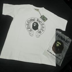 White Bape Chrome Heart Tee