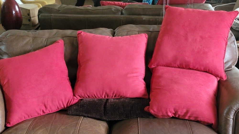 4 Red Couch Pillows