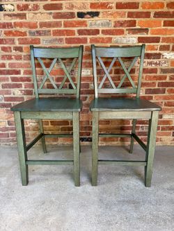 Antique Sage Double X-Back Bar Height Chairs (Set of 2)