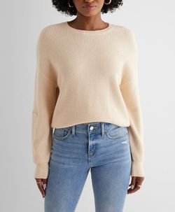Express Cream Ribbed Crewneck Sweater Size XL