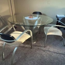 Dining room glass table & chairs