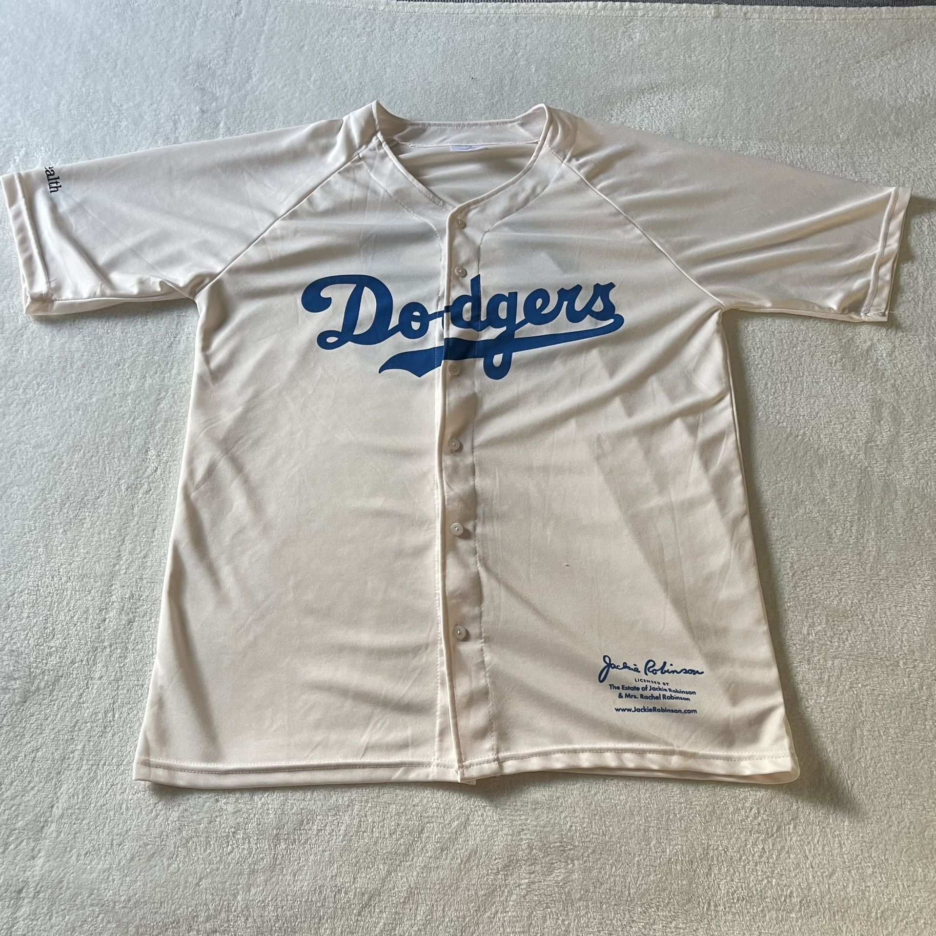 Pre- Owned Dodgers Jackie Robinson #42 UCLA Health White Baseball Jersey Size XL