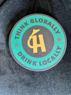 BEER NERD ALERT! Hales Ales Emergency Business Card Think Globally Drink Locally Bar Coaster