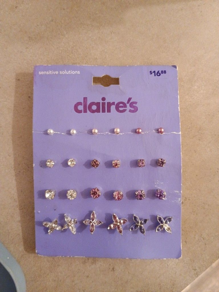 10 Pairs Of "Claire's- Sensitive Solutions" earrings