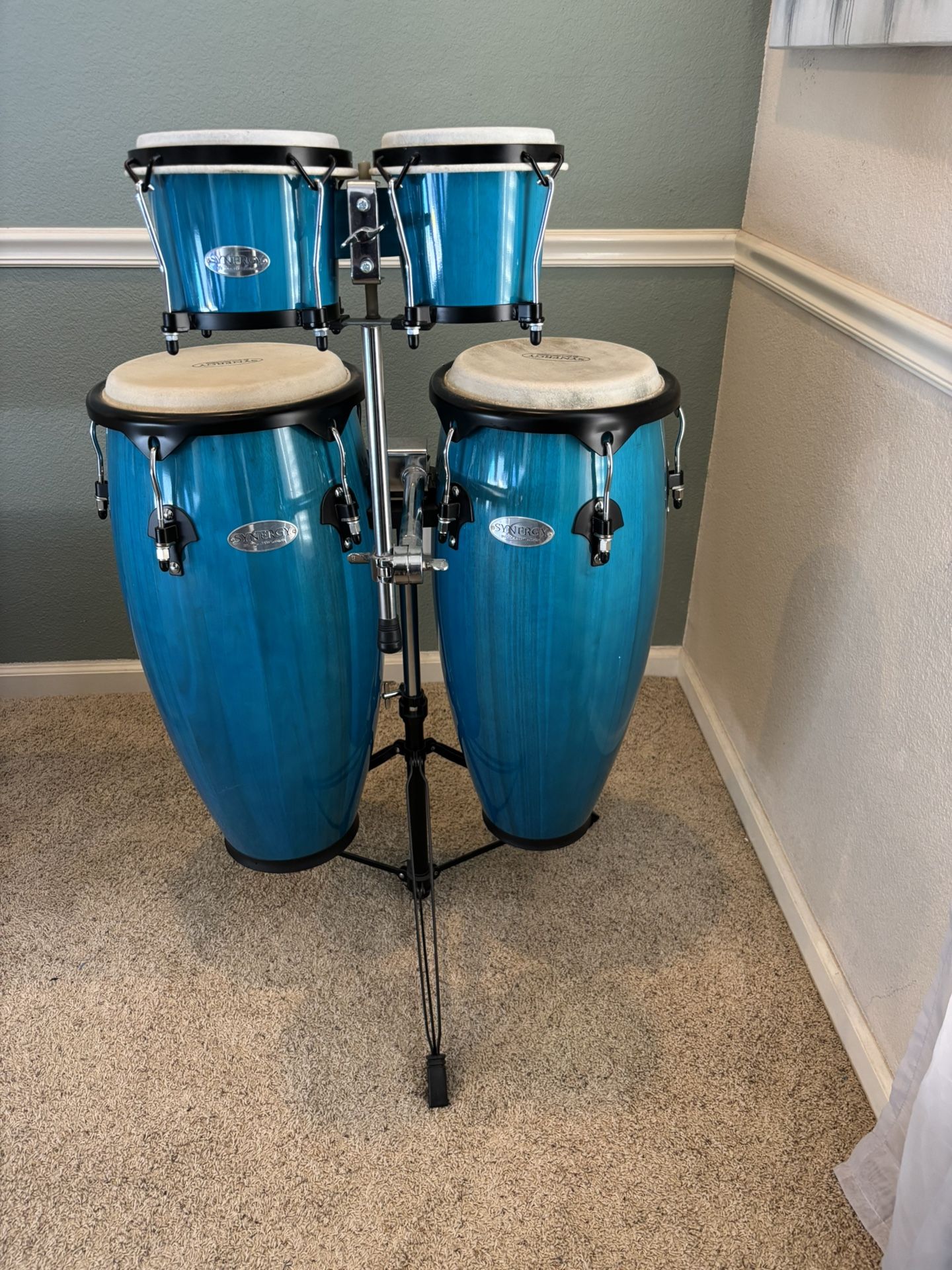 Toca Percussion Synergy Wood Congas & Bongos - Bahama Blue