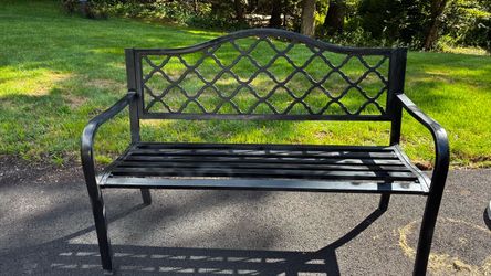 Outdoor garden bench, black metal, excellent condition
