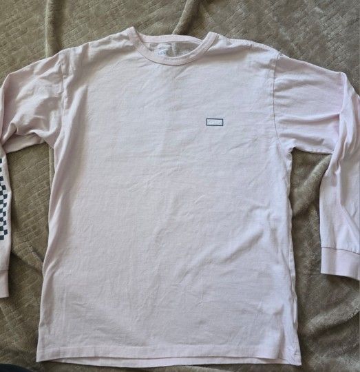 Mens Pink Vans Long Sleeve Shirt, Off The Wall Size Medium