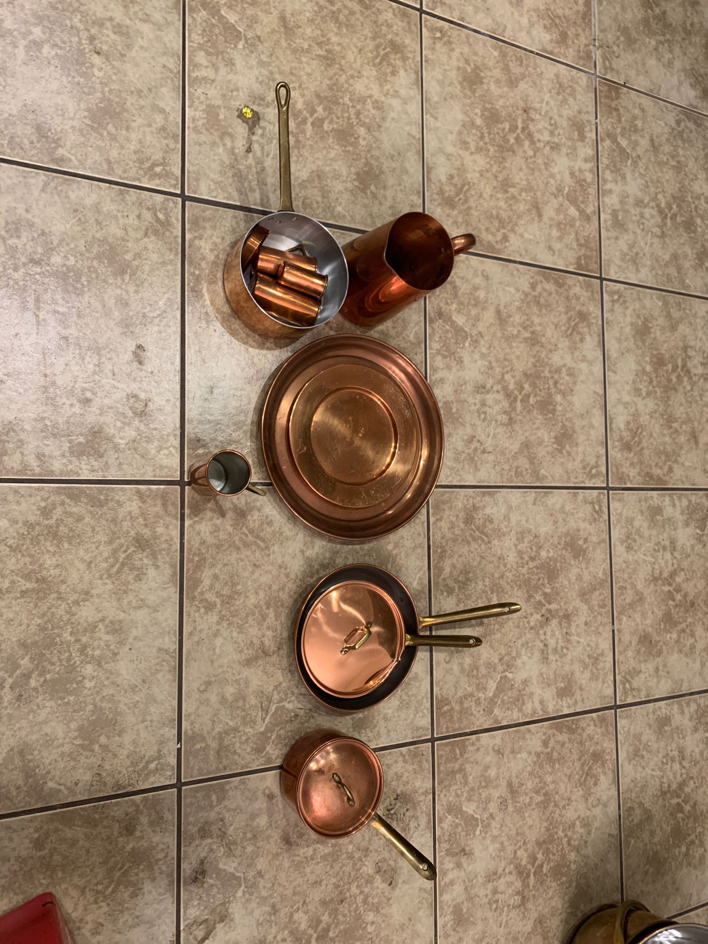Solid copper pots and pans