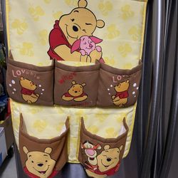 Disney Home Hanging Winnie the Poo Pocketed Toy Storage, Early Vintage Rare