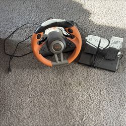 PXN Racing Wheel and Pedals Orange Black Wired Video Game Controller