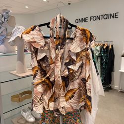 Women’s Anne Fontaine Floral Ruffle Blouse Top NWT