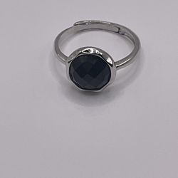 Sterling 925 natural Black Onyx Ring stone origin is from China on an adjustable band.