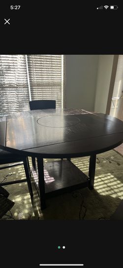 Hard Wood Table And 4 Leather Chairs