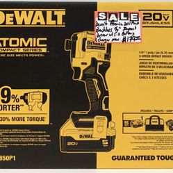 Dewalt Atomic 20V Max Brushless 1/4” Impact Driver W/ 5.0 Battery & Charger New 