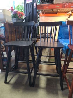 24 inches wood black barstools set of 4