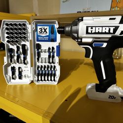 High Impact Driver Kit - Hart 20V Cordless Hex Impact Driver With Bit Set