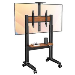 ☆ Perlegear Motorized Mobile TV Stand on Wheels for 37–86 Inch TVs up to 154 lbs, Electric Height Adjustable Rolling TV Stand, VESA 200x200–600x400mm,