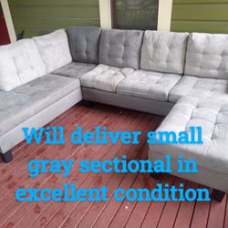 Will Deliver Small Gray Sectional