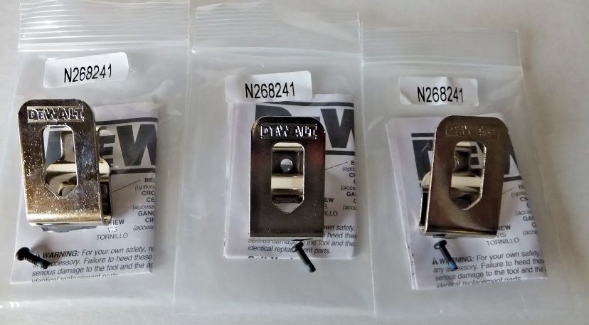 3 PACK Genuine DEWALT Belt Clip Hook 20V Drill Driver N169778 N268241