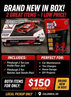 Brand New Low Profile Jack And 2 Jack Stands (Set)