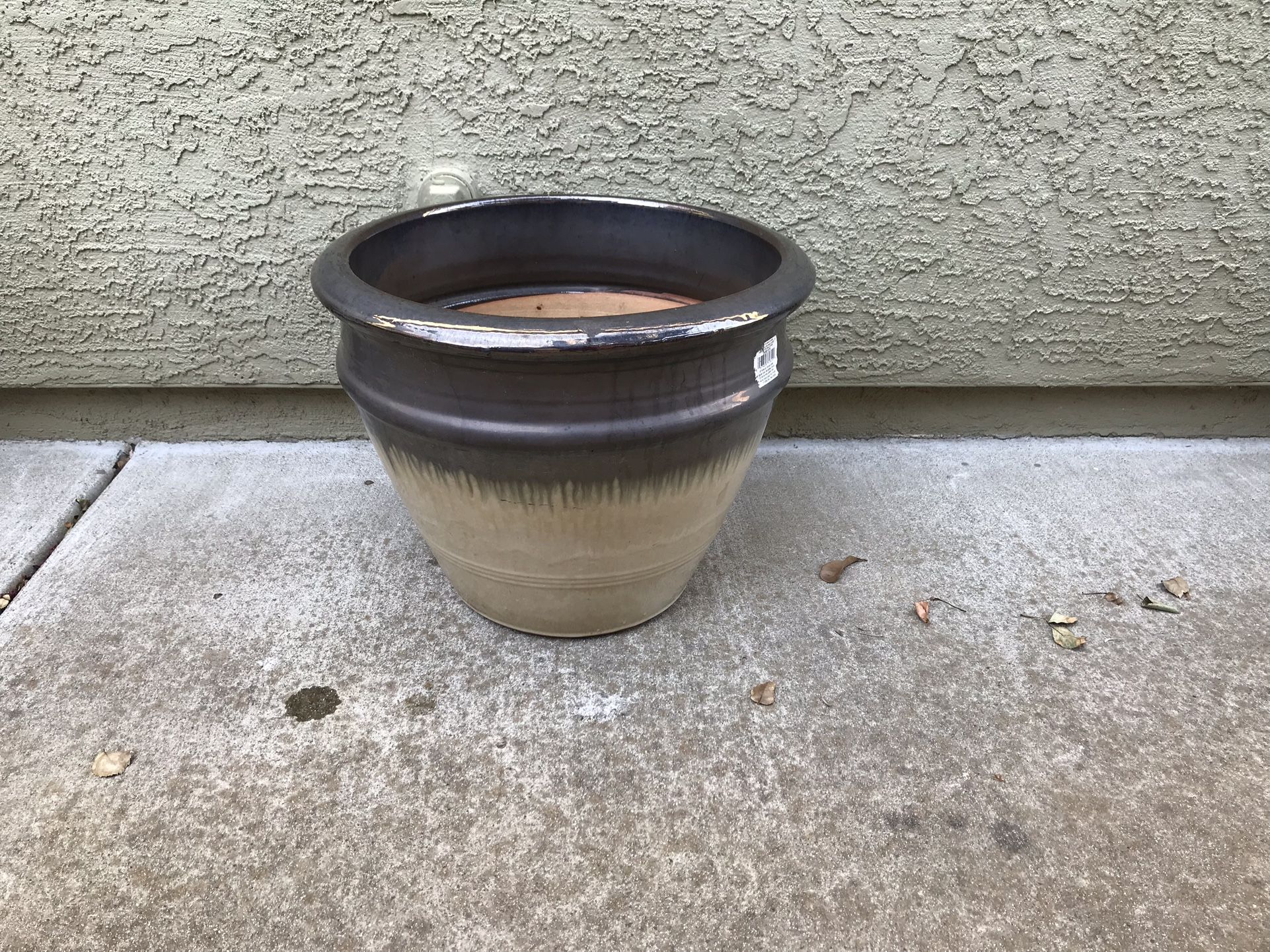 A beautiful glazed garden pot