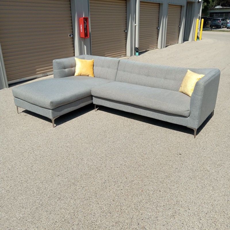 Crate & Barrel CB2 Holden 2-Piece Grey Tufted Sectional - Free Delivery!