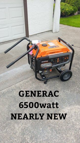 GENERAC 6500watt GENERATOR - NEARLY NEW