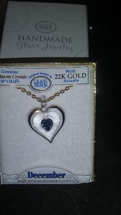 Genuine birthstone crystal with 22k gold accents 18" chain