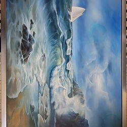 Original Ocean View Oil Painting & Frame $111