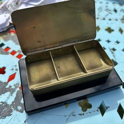 antique captains brass desk snuff box (heavy)