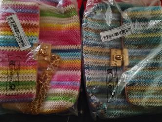 New Multicolored Straw Handbags with Chain Straps 