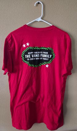RARE!!! Vans Men’s Large Red T-Shirt Happy Holiday From The Vans Family