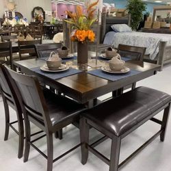 Fulton Dark Brown Counter Height Set / Dining table and Chairs 