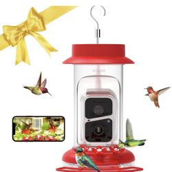 Soliom Humbirdy-The Original Hummingbird Feeder Camera with Ant Moat,Bee Proof,AI Identify Bird Species,Bird Watching Camera W/ 3 Feeding Ports