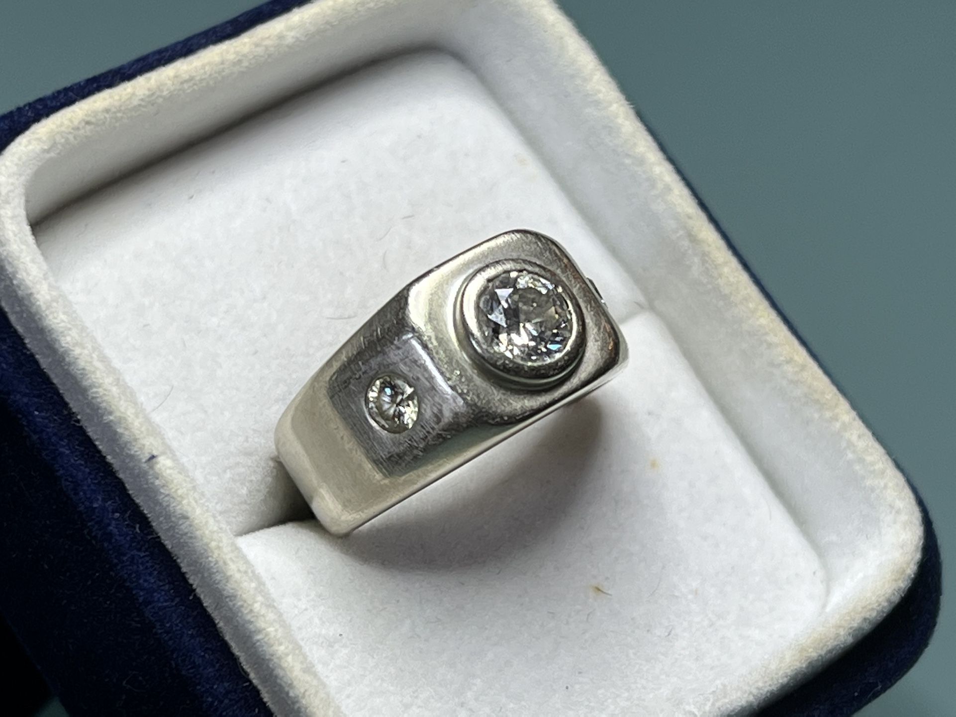 💎 Genuine 1.38ct (H) Color Gents 14kt Solid White Gold Diamond Ring “L@@K