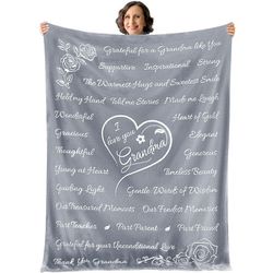 I Love You Grandma Blanket by ButterTree - Adult Christmas Gift for Grandma (Silver Throw 65" x 50")