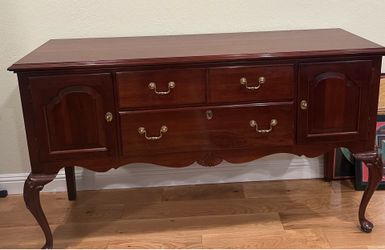 Ethan Allen Solid Wood Dining Table, Side Board Cabinet, End Tables, & Coffee Table