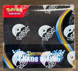 Sealed Chaos Rising booster box in hand