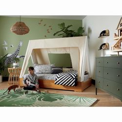 Kids Tent Bed with Wood Frame Crate and Kids