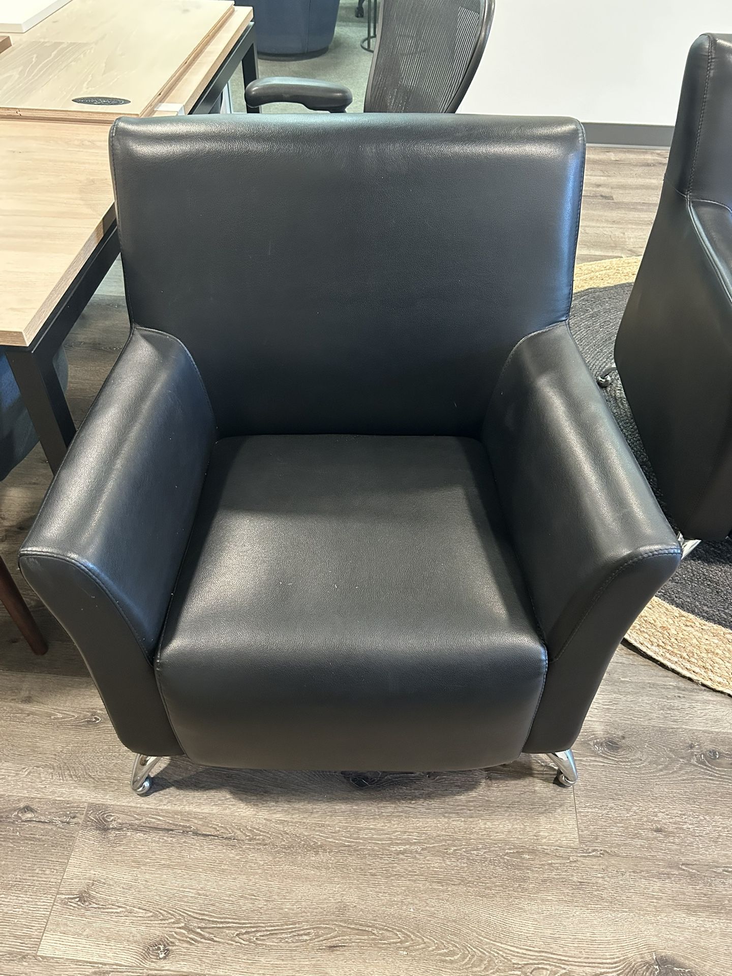 Black Leather Sofa Set