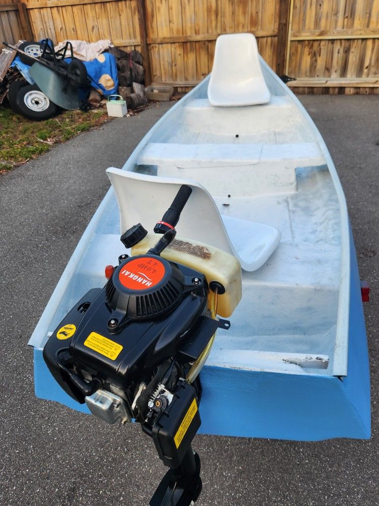 Excellent 13.4ft Gheenoe, New 4hp Motor and Good Trailer for Sale in