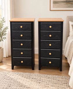 MATCHING PAIR OF TALL 5-DRAWER DRESSERS – MADE IN USA