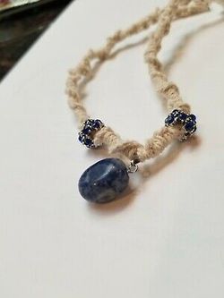 Hemp sodalite necklace, handmade