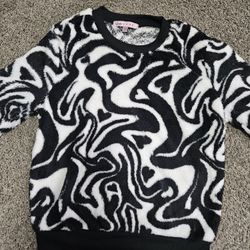 Crave Fame Fuzzy Abstract Swirl Sweater Pullover XS
