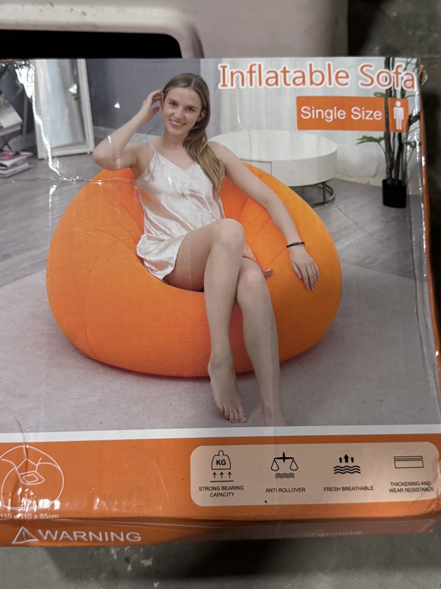 STARBRILLIANT Lazy Inflatable Sofa with Air Pump, Foldable Lounge Chair, Single Person Plush Sofa, Inflatable Outdoor Study Chair,