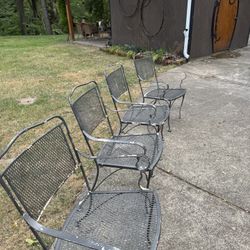 Set A Four Vintage Wrought-Iron Patio Chairs