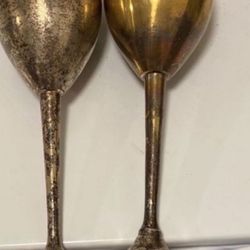 Two Vintage Silver 25 Year Anniversary Goblets 1959