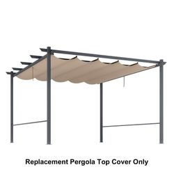 10x12FT Pergola Replacement Canopy- Retractable Sun Shade Cover with Water-Resistant & UPF 50+ UV Blocking for Outdoor Patio, Brown  Superior