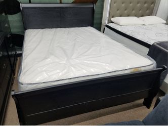 New box queen black bed frame with mattress and boxspring special